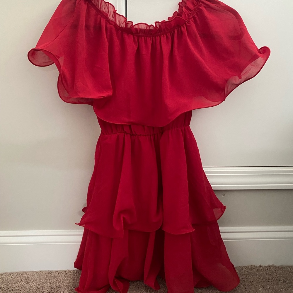 PrettyLittleThing Scarlet Ruffle Top
